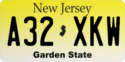 NJ license plate A32XKW