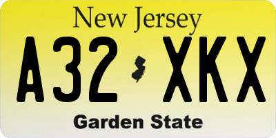 NJ license plate A32XKX