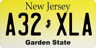 NJ license plate A32XLA