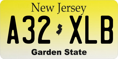 NJ license plate A32XLB