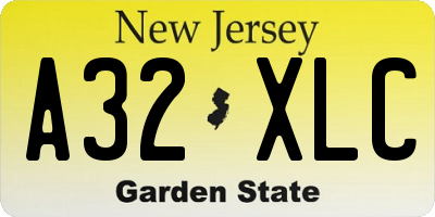 NJ license plate A32XLC