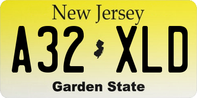 NJ license plate A32XLD