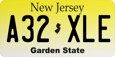 NJ license plate A32XLE