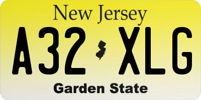 NJ license plate A32XLG