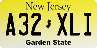 NJ license plate A32XLI