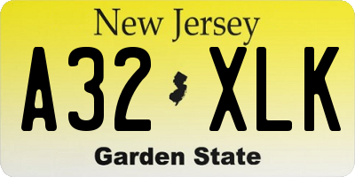 NJ license plate A32XLK