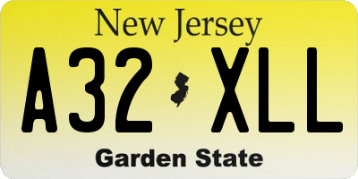 NJ license plate A32XLL