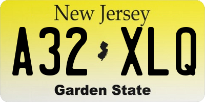 NJ license plate A32XLQ