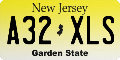 NJ license plate A32XLS