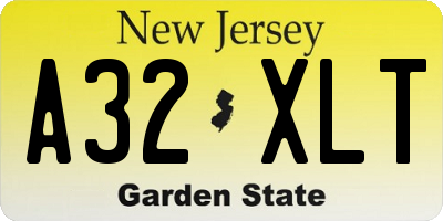 NJ license plate A32XLT