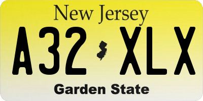 NJ license plate A32XLX