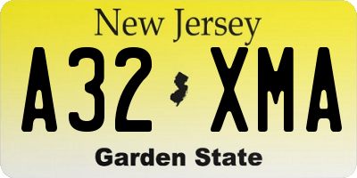 NJ license plate A32XMA