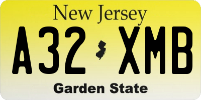 NJ license plate A32XMB
