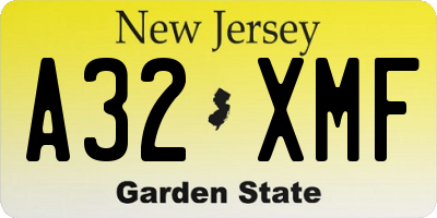 NJ license plate A32XMF