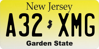 NJ license plate A32XMG