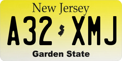 NJ license plate A32XMJ