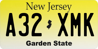 NJ license plate A32XMK