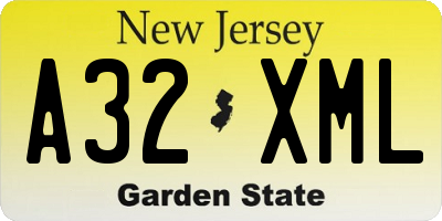 NJ license plate A32XML