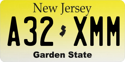 NJ license plate A32XMM