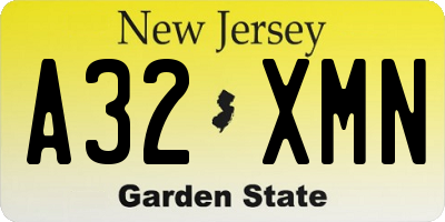 NJ license plate A32XMN