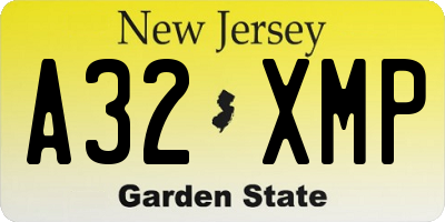 NJ license plate A32XMP