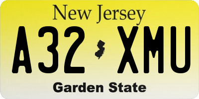 NJ license plate A32XMU