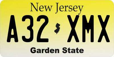 NJ license plate A32XMX