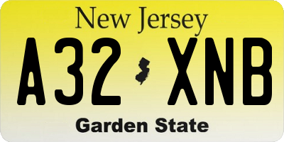 NJ license plate A32XNB