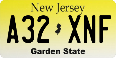 NJ license plate A32XNF