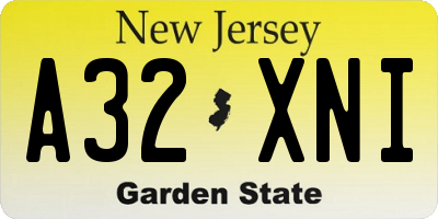 NJ license plate A32XNI
