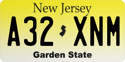 NJ license plate A32XNM