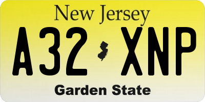 NJ license plate A32XNP