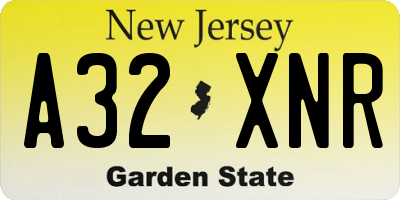 NJ license plate A32XNR