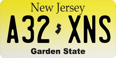 NJ license plate A32XNS