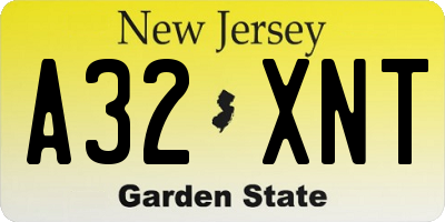 NJ license plate A32XNT