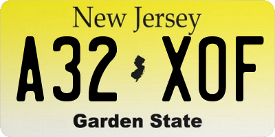 NJ license plate A32XOF