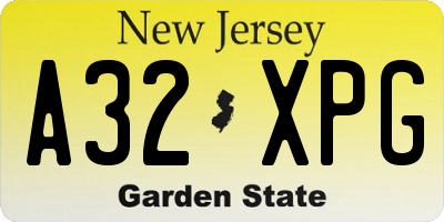 NJ license plate A32XPG
