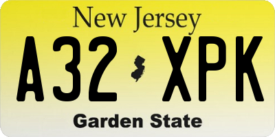 NJ license plate A32XPK