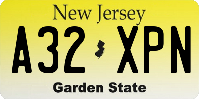 NJ license plate A32XPN
