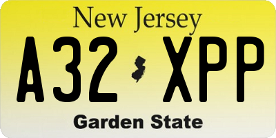 NJ license plate A32XPP