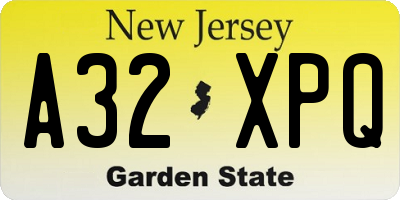NJ license plate A32XPQ