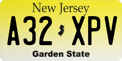 NJ license plate A32XPV