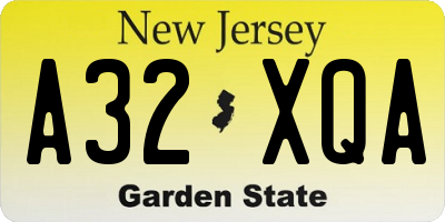 NJ license plate A32XQA