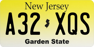 NJ license plate A32XQS