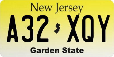 NJ license plate A32XQY