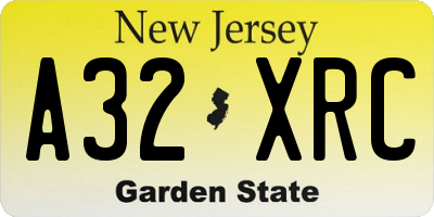 NJ license plate A32XRC