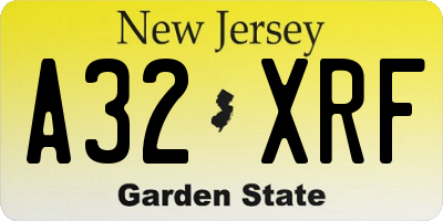 NJ license plate A32XRF