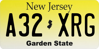 NJ license plate A32XRG