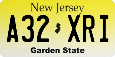 NJ license plate A32XRI