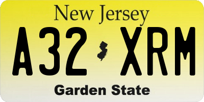 NJ license plate A32XRM